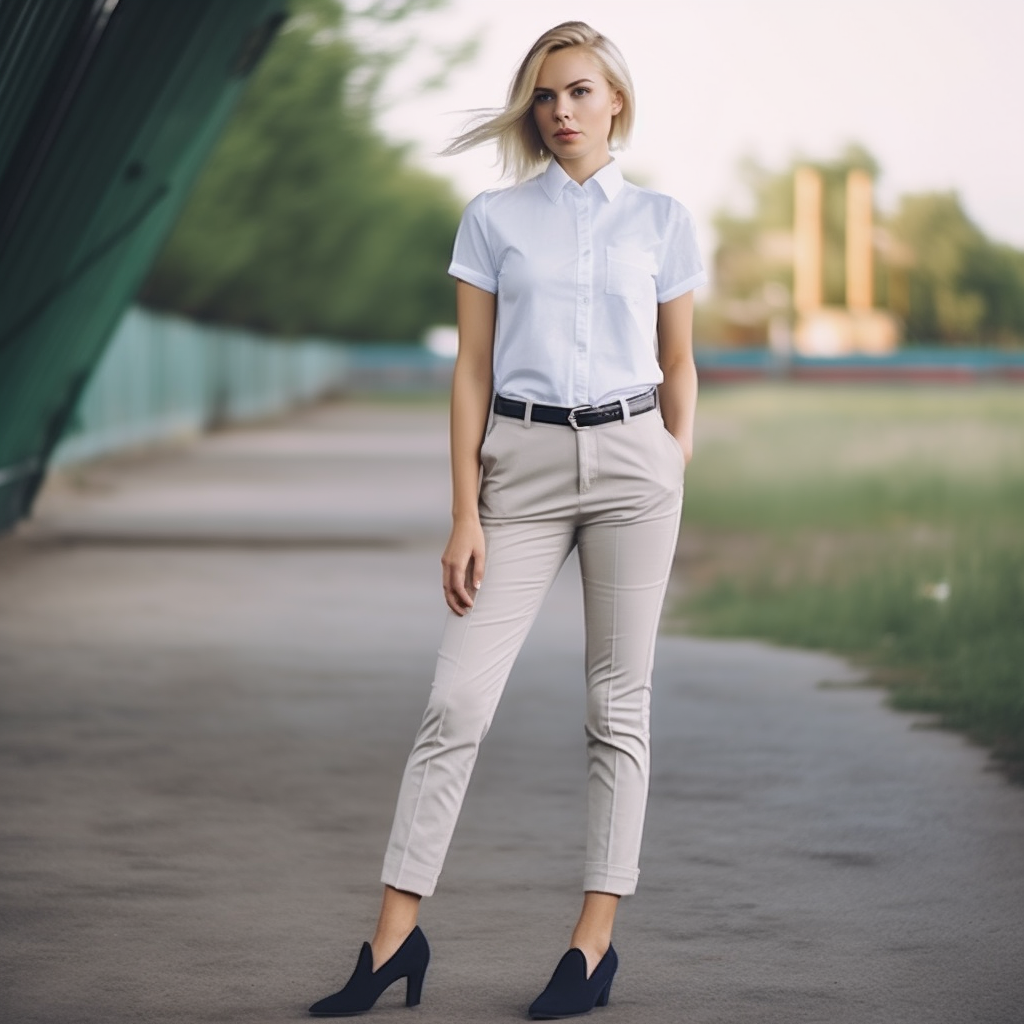 What Types Of High Heels Go Best With A Polo Shirt And Trousers For A Preppy Style?