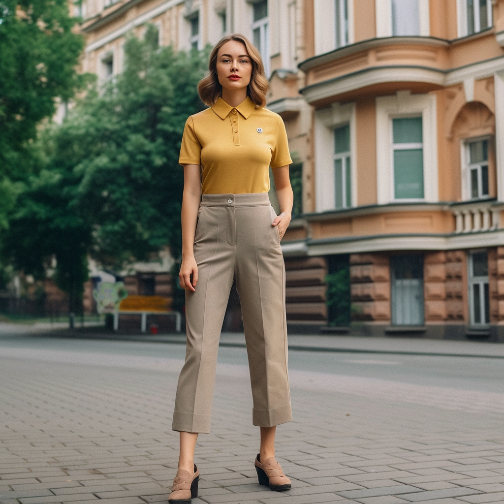 What Types Of High Heels Go Best With A Polo Shirt And Trousers For A Preppy Style?
