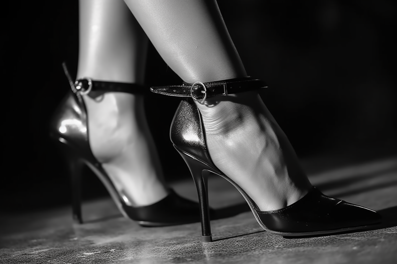woman feet Ankle Strap Heels