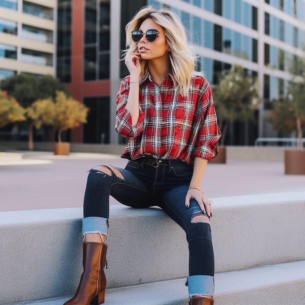 How Can I Pair High Heels With A Plaid Shirt For A Trendy Look?