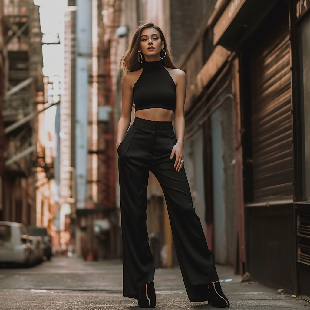 How To Style High Heels With A Crop Top And High-Waist Pants?