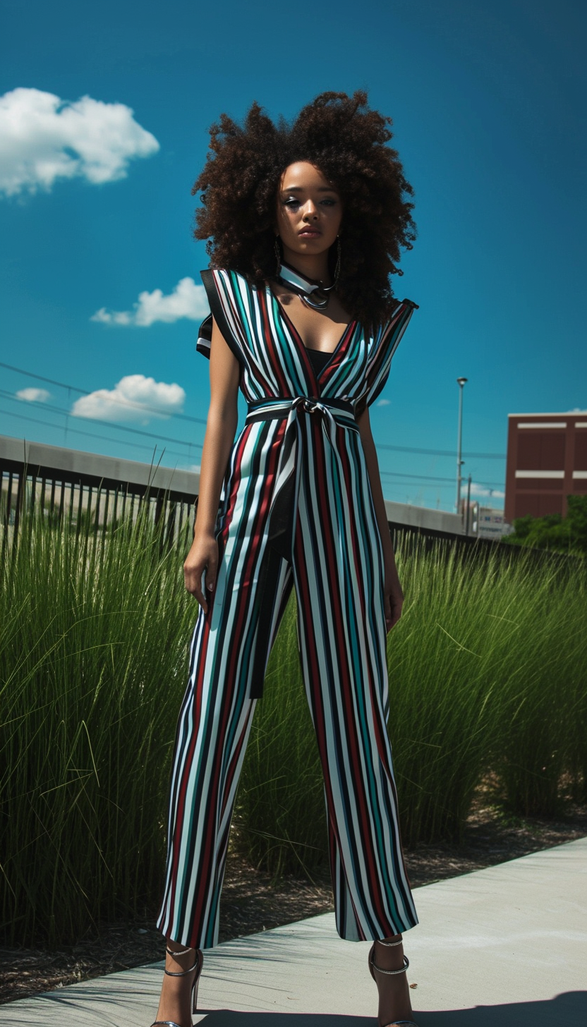 How to Style High Heels With a Striped Jumpsuit for a Nautical-Inspired Outfit?
