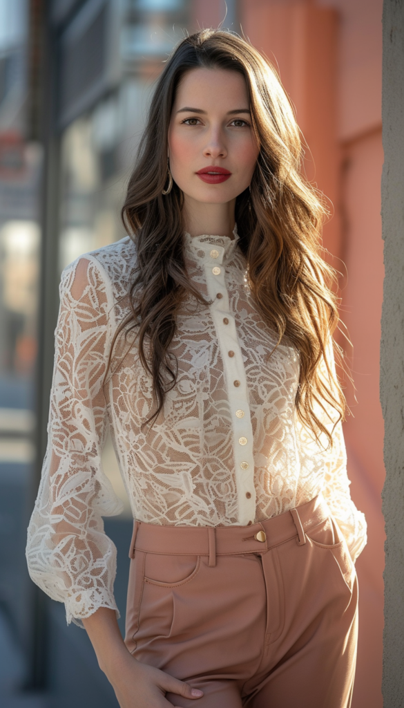 woman with lace blouse